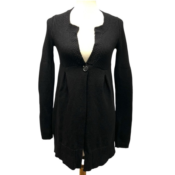 Theory Black Wool Cashmere One Button Longline Women's Cardigan Sweater Small - Picture 4 of 11